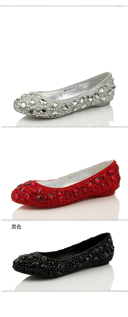 Delicate Crystal Flat Pointed Toe Rhinestone Wedding Bridal Shoes, S005