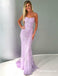 Spaghetti Straps Lilac Tulle Long Cheap Prom Dresses With Appliques, TYP1816