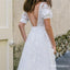 New Arrival Charming Elegant V-neck Short Sleeve Sexy V-back Lace A-line Long Cheap Wedding Dresses, WDS0002