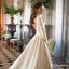 Vintage A-Line Bateau Open Back White Satin Wedding Dresses, TYP1944