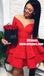 A-Line Off-Shoulder Long Sleeves Red Homecoming Dresses, TYP0865