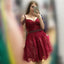 Off Shoulder Cute Short Lace Dark Red Homecoming Dresses 2018, CM476