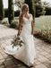 Newest V-neck Mermaid Lace Open Back Long Wedding Dresses, WDS0103