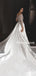 New Arrival V-neck A-line Satin Long Sleeve Wedding Dresses, WDS0083