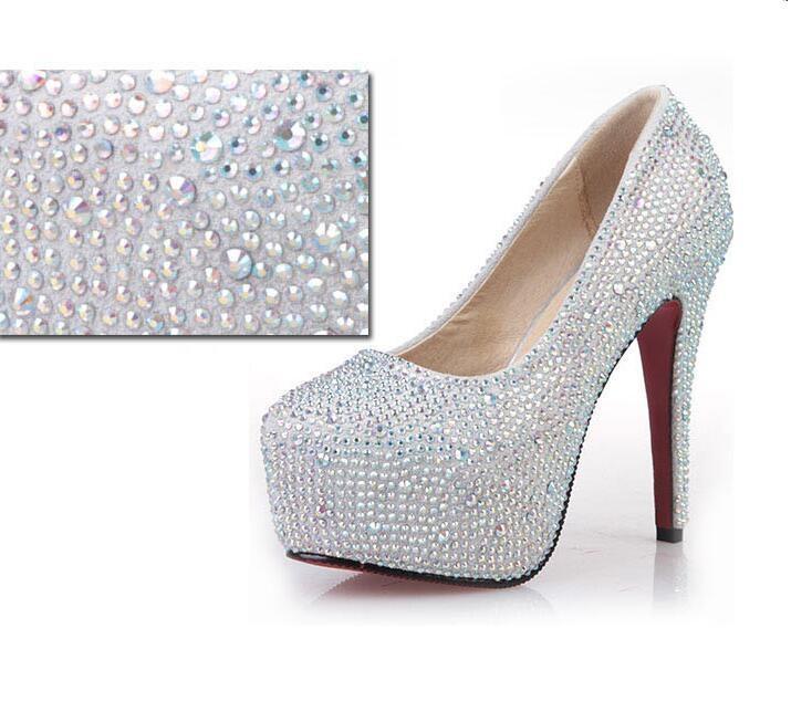 Rhinestone High Heels Platform Shoes Women Pumps Party Wedding Shoes, S034