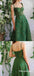 Elegant And Cute Green Lace Spaghetti Straps Square Neck A-Line Long Prom Dress,PDS0321