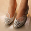 Handmade Middle Heels Pointed Toe Lace Crystal Wedding Bridal Shoes, S007