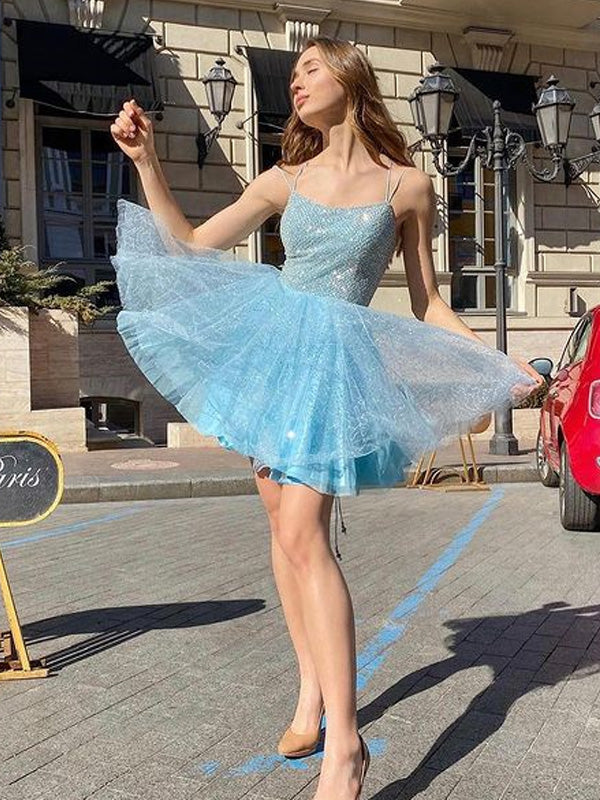 Charming Tulle A-line Short Simple Homecoming Dresses, HDS0048