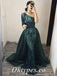 Elegant Tulle Sequin Lace One Shoulder Long sleeve Side Slit Mermaid Long Prom Dresses With Train, PDS0925