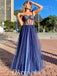 Elegant Tulle Spaghetti Straps Sleeveless A-Line Long Prom Dresses ,PDS0694