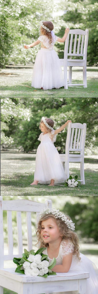 Lovely Tulle Print A-line Long Cheap Flower Girl Dresses, FGS0028