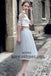 2 pieces Lace Top Half Sleeve Light Grey Tulle Skirt Homecoming Dresses, Popular Homecoming Dresses, TYP0515