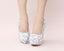 Handmade High Heels Round Toe Blue Lace Crystal Wedding Shoes, S0040