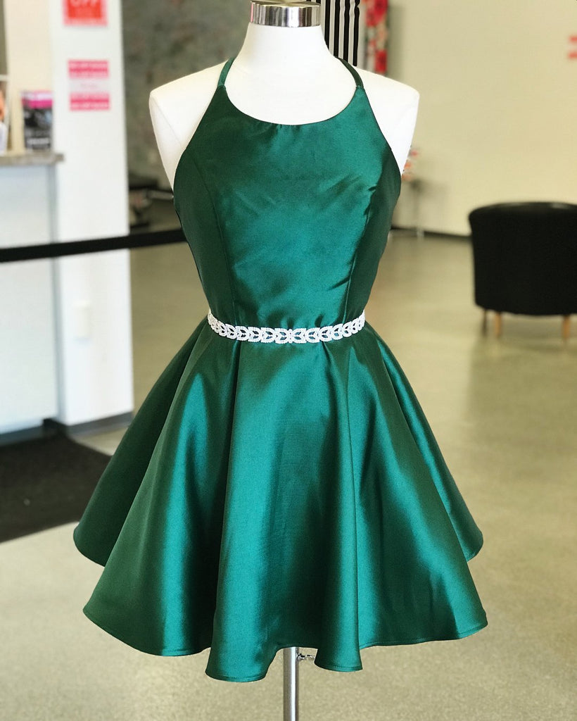 Sexy Emerald Green Backless Simple Short Cheap Homecoming Dresses Under 100, CM575