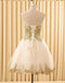 Sweetheart Gold Lace White Tulle Short Cheap Homecoming Dresses Online, CM578