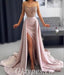 Sexy Satin Sweetheart Sleeveless Side Slit A-Line Long Prom Dresses,PDS0586