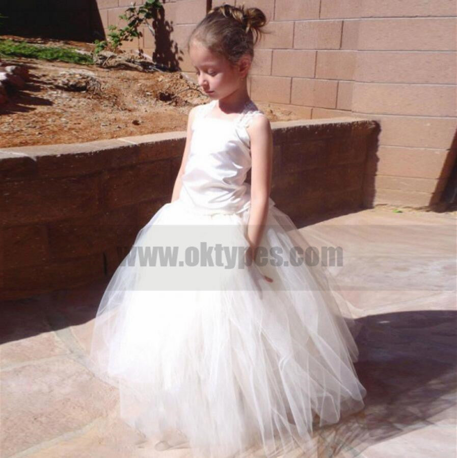 Satin Tulle Lace Flower Girl Dresses, Lovely Tutu Dresses, TYP0806