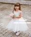 Ball Gown Square Neck White Tulle Flower Girl Dress with Lace, TYP0886