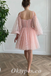 Lovely Pink Tulle Spaghetti Straps Long Sleeve A-Line Prom Dresses/Homecoming Dresses,PDS0492