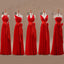 Mismatched Junior Chiffon Red Long A Line Formal Cheap Maxi Bridesmaid Dresses with Bow, TYP0102