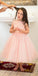 Pink A-Line Tulle Flower Girl Dresses, Popular Applique Little Girl Dresses, TYP1418