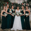 Mismatched Elegant Dark Green Floor Length Mermaid Bridesmaid Dresses, BDS0196