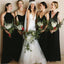 Mismatched Black Off Shoulder A-line Beautiful Long Bridesmaid Dresses, BDS0193