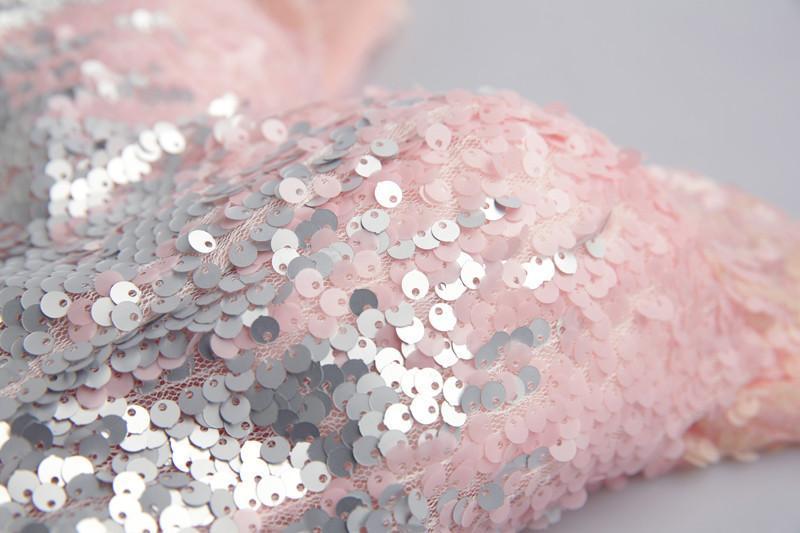 Sparkly V Neck Sequin Cute Short Pink Homecoming Dresses 2018, CM510