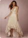 Charming Spaghetti Straps Short Front Long Back Elegant Homecoming Dresses, HDS0066