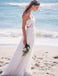 Two Piece Strapless Floor-Length Lace Beach Boho Cheap Wedding Dresses, TYP1018