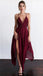 Simple Dark Red High How Side Slit Cheap Homecoming Dresses 2018, CM512