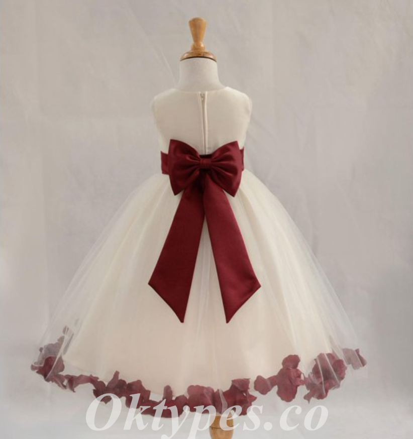 Lovely Tulle Spaghettti Straps A-Line Flower Girl Dresses With Bow-Knot, FGS0035