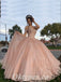 Gorgeous Tulle Cold Shoulder V-Neck Sleeveless A-Line Long Prom Dresses/Ball Gown With Applique And Beading,PDS0637