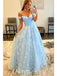 Elegant Satin Tulle And Satin Off Shoulder V-Neck Sleeveless Lace Up A-Line Long Prom Dresses With Applique,PDS0663