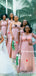 Mismatched V-neck Mermaid Simple Long Bridesmaid Dresses, BDS0147