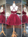 Sexy Burgundy Lace Beaded Cheap Short Homecoming Dresses Online, CM595