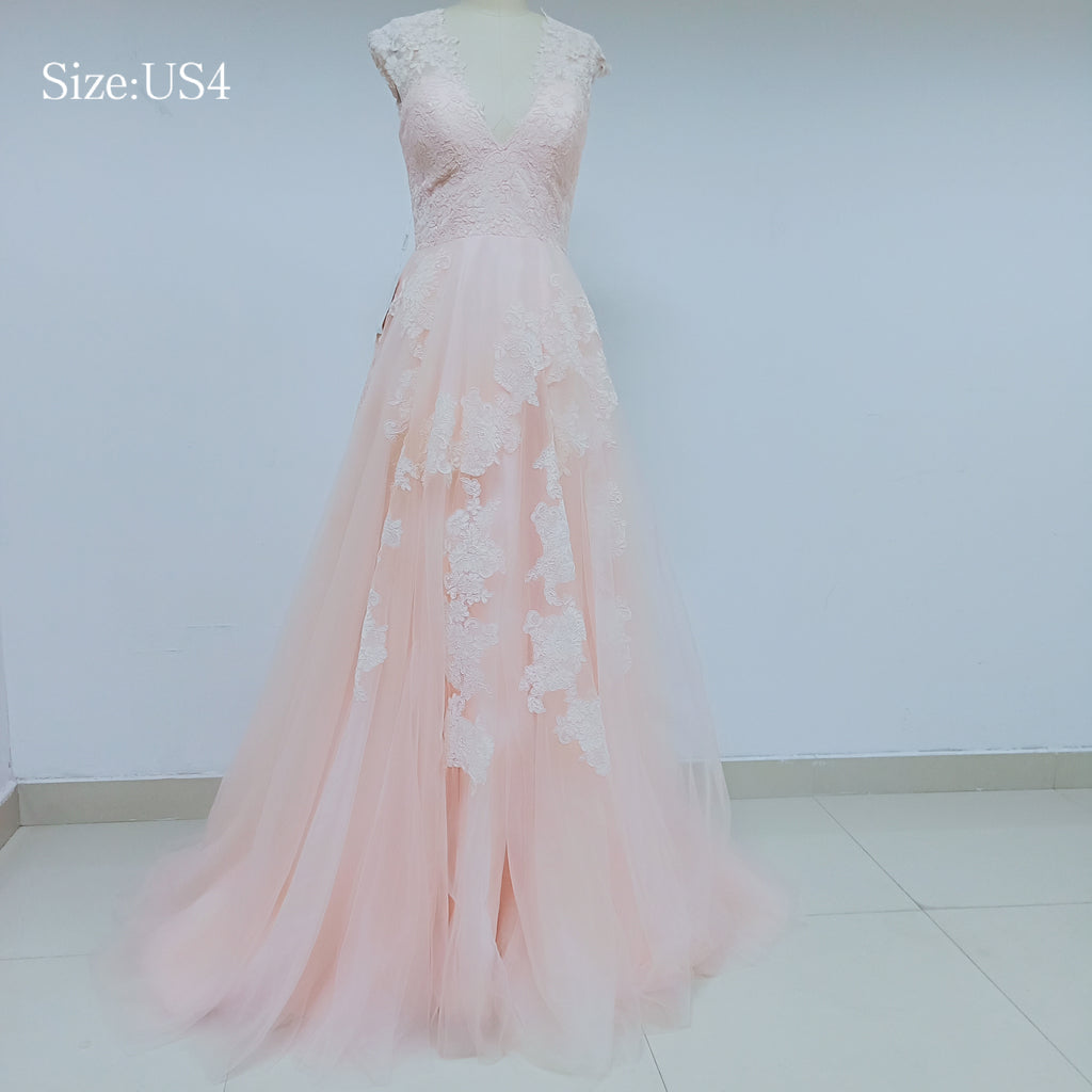 Light Pink Lace Tulle Prom Dresses_US4, SO006