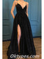 Sexy Sequin Spaghetti Straps V-Neck Side Slit Mermaid Long Prom Dresses ,PDS0367