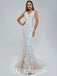 Elegant Special Fabric Spaghetti Straps V-Neck Sleeveless Mermaid Long Prom Dresses,PDS0461