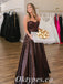 Shiny Sequin Spaghetti Straps Sleeveless A-Line Long Prom Dresses,PDS0812