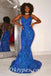 Sexy Shiny Sequin And Tulle Spaghetti Straps V-Neck Sleeveless Criss Cross Mermaid Long prom Dresses, PDS0833