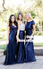 Mismatched Navy Blue Sequined Long Bridesmaid Dresses, TYP0913