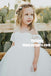 Ball Gown Cold Shoulder Illusion Neck White Flower Girl Dress with Lace, TYP0908