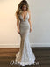 Sexy Lace And Tulle Spaghetti Straps Deep V-Neck Sleeveless Mermaid Long Prom Dresses ,PDS0624