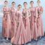 Mismatched Chiffon Short Sleeve A-line Long Bridesmaid Dresses, BDS0171