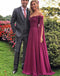 Chic Grape Off The Shoulder long cheap Prom Evening Dresses, TYP1470