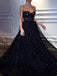 Black A-line Sweetheart Long Tulle Prom Dresses with Beaded, TYP1460