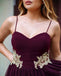 Spaghetti Strap Burgundy Gold Lace Applique Short Homecoming Dresses Online, TYP1181