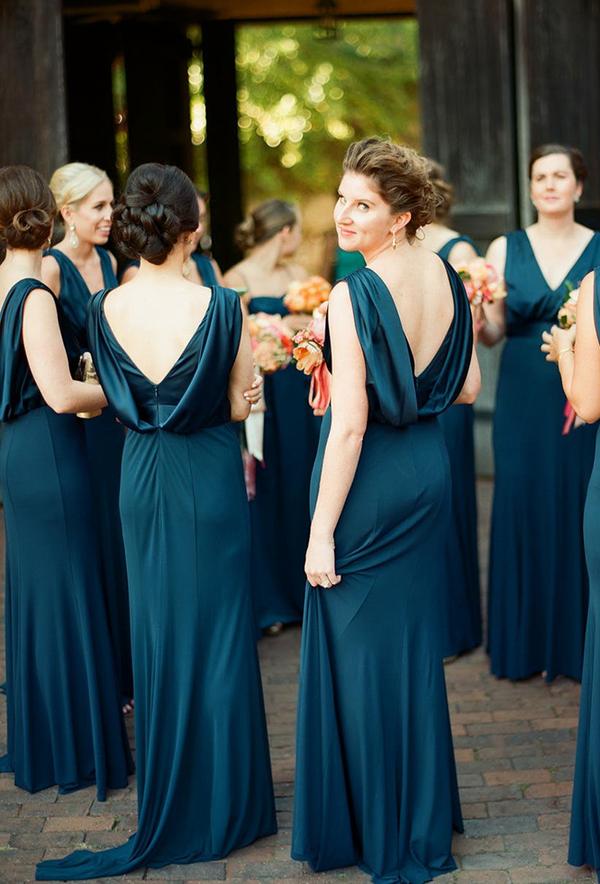 Simple Plus Size V Neck Cheap Teal Sheath Long Bridesmaid Dresses, TYP1236