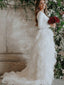 Round Neck V-back Long Sleeve Jersey Tulle Wedding Dress, Bridal Gown, TYP0936